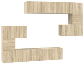 3079038 vidaXL Комплект ТВ шкафове от 8 части, сонома дъб, инженерно дърво