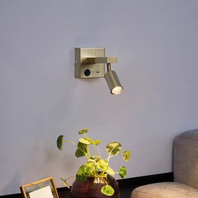 Модерна стенна лампа златиста с USB-C накланяща се - Rex