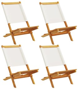 3214637 vidaXL Сгъваеми градински столове, 4 бр, кремави, плат и дърво масив