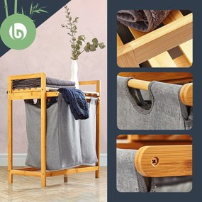 Blumfeldt Поставка за дрехи, 2 подвижни чанти, бамбук, плътен памук