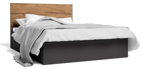 Черно двойно легло с място за съхранение и решетка 160x200 cm Malta - Marckeric