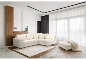 Кремав ъглов диван от велур (десен ъгъл) Ariella - Ropez