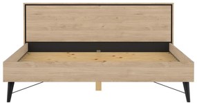 Двойно легло от дъбов декор с включена подматрачна рамка в естествен цвят 180x200 cm Ry – Tvilum