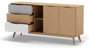 Нисък скрин от естествен дъб 165x81 cm Elfa - Marckeric