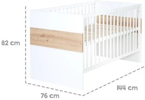 Детско легло в бял и естествен цвят 70x140 cm Lion - Roba