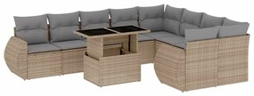 3268759 vidaXL Градински диван с възглавници, 10 части, бежов полиратан