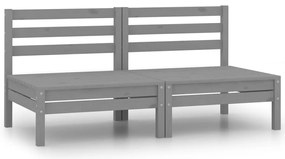 3082374 vidaXL Градински 2-местен диван, сив, борово дърво масив