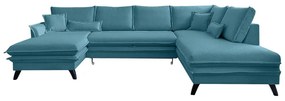 Тюркоазен U-образен разтегателен диван, десен ъгъл Charming Charlie - Miuform
