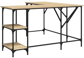 837588 vidaXL Бюро, дъб сонома, 139x139x75 см, инженерно дърво