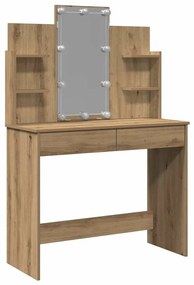 857026 vidaXL Тоалетка с LED осветление Artisan Oak 96x40x142 cm