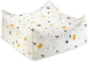 Бял детски пуф от букле и шенил Terrazzo Square – Wigiwama