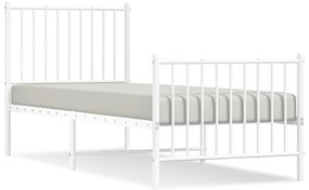 350940 vidaXL Метална рамка за легло с горна и долна табла, бяла, 80x200 см