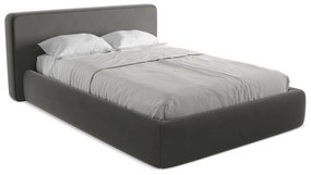 Тъмносиво двойно тапицирано легло с място за съхранение и включена подматрачна рамка 180x200 cm Kiana – Makamii