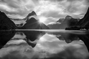 Фототапет – Черно-бял изгрев на Нова Зеландия