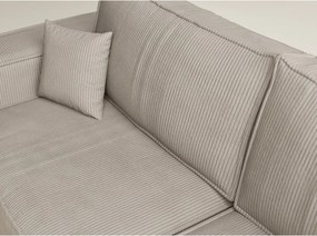 Бежов сгъваем/с място за съхранение ъглов диван от рипсено кадифе (десен ъгъл/L форма) Tonga – Maison de Rêve