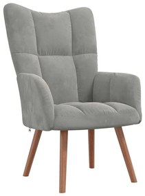 328051 vidaXL Релакс стол, светлосив, кадифе