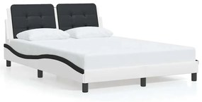 3208176 vidaXL Рамка за легло без матрак Zadar, бяло-черна, 120x200 см, изкуствена кожа