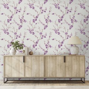 Тапет – Лилави цветя на светъл фон