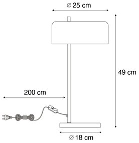 Ретро настолна лампа черна със златен интериор - Jinte