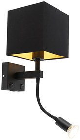 Интелигентна стенна лампа черна с USB с Wifi A60 и GU10 - Zeno
