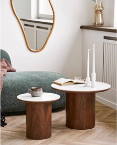 Кръгла масичка за кафе с керамичен плот в тъмно естествен цвят ø 60 cm Noli – House Nordic