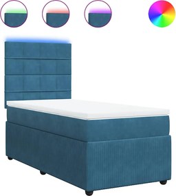 3294542 vidaXL Боксспринг легло с матрак, синьо, 90x200 см, кадифе