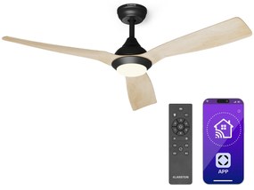 Klarstein Fiji Flow 2 в 1 Smart, таванен вентилатор, Ø 132 cm, LED светлина, дистанционно управление, управление чрез приложение, 2 посоки на въртене