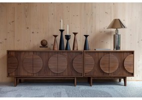 Кафяв нисък скрин от декор от орех 120x58 cm Groove – Zuiver