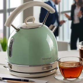 Електрическа кана/чайник Ariete VINTAGE 2877/04, 2000W, 1.7 л, Стоманен корпус, Студена повърхност, 360 основа, Зелен