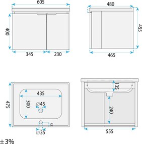 Комплект мебели за баня с мивка Nova DB06-60 60см
