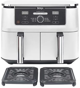 Двоен фритюрник с горещ въздух Ninja AF400EUWH, 2470W, 9.5 л, 6 програми, 40-240 C, Независими зони, Бял