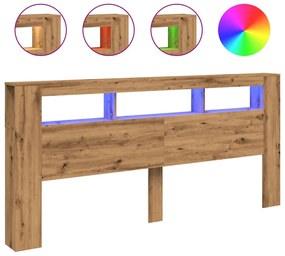 857695 vidaXL LED табла за глава Artisan Инженерна дървесина