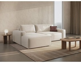 Бежов кадифен сгъваем/с място за съхранение ъглов диван (ляв ъгъл) Jodie – Micadoni