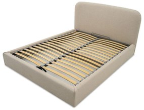Бежово двойно легло 140x190 cm тапицирано с място за съхранение с включена подматрачна рамка Sea – Scandic