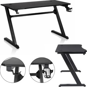 Геймърска компютърна маса 120 x 60 cm с поставка за слушалки и напитки