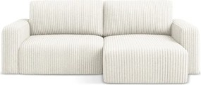 Кремав сгъваем/с място за съхранение ъглов диван от рипсено кадифе (десен ъгъл) Kona – Makamii