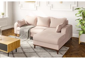 Бежов ъглов диван от рипсено кадифе (десен ъгъл) Beata – Ropez