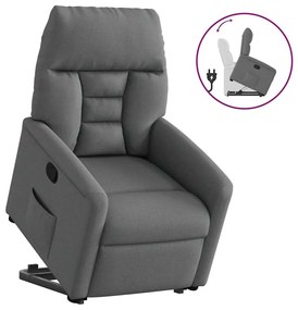 3303033 vidaXL Изправящ реклайнер стол, тъмносив, текстил