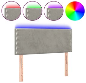 3121508 vidaXL LED горна табла за легло, светлосива, 90x5x78/88 см кадифе