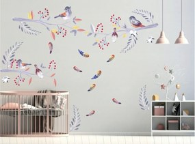 Сладък детски стикер за стена Птици и клонки 100 x 200 cm