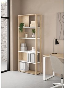 Етажерка за книги в дъбов декор в бял и естествен цвят 80x205 cm Sign - Tvilum