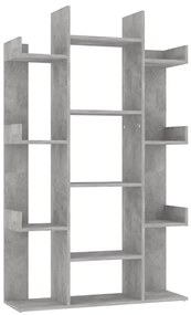 808904 vidaXL Шкаф библиотека, бетонно сив, 86x25,5x140 см, инженерно дърво