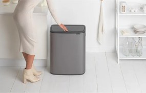 Кош за боклук Brabantia Bo Touch 1001271, 2x30 л, Плавно и безшумно отваряне, Голям отвор, Тъмносив