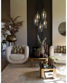 Тъмносиво и бронзово висящо осветително тяло със стъклен абажур ø 45 cm Lukaro – Light &amp; Living