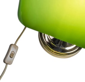 Класическа настолна лампа/нотариална лампа месинг със зелено стъкло - Banker