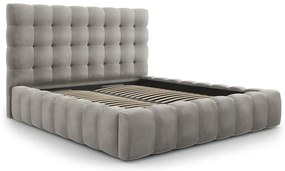 Светлосиво тапицирано двойно легло с място за съхранение и решетка 180x200 cm Bali - Cosmopolitan Design