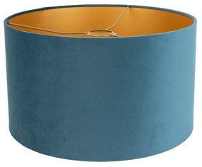 Кадифен абажур син 35/35/20 със златен интериор