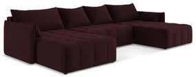Бордо разтегателен ъглов диван с място за съхранение (U форма) Moku – Makamii