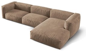 Светлокафяв кадифен модулен ъглов диван (десен ъгъл) Martina – Micadoni