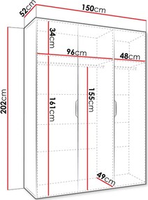 Гардероб Малага трикрилен-Артизан